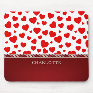 Tapis De Souris Girly Elegant Red Heart Nom personnalisé