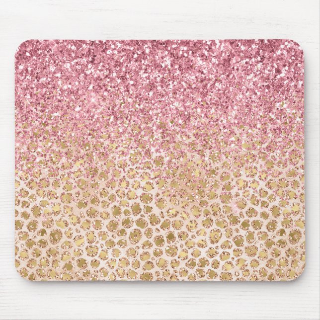 Tapis De Souris Girly Peach Gold Empreinte de léopard Parties scin (Devant)