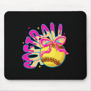Tapis De Souris Glace de softball goutte coquette fille softball à