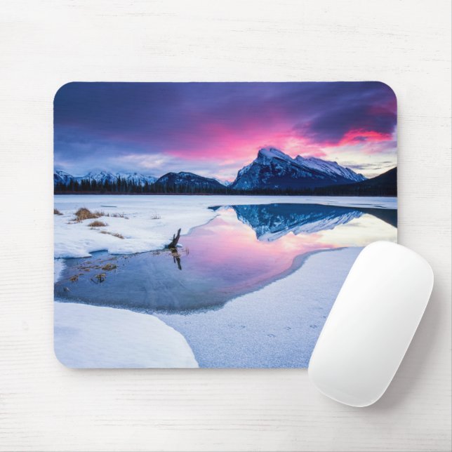 Tapis De Souris Glace et neige | Mt. Rundle, Canada (Avec souris)