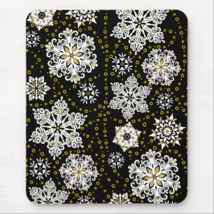 Tapis De Souris Glam aux flocons dorés de minuit