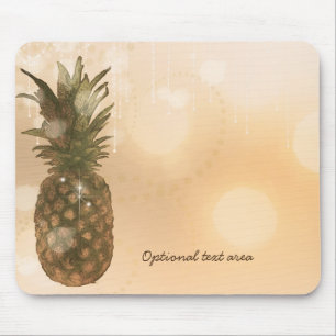 Tapis De Souris Glam Golden Ananas Élégant Tropical Personnalisé