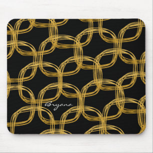 Tapis de souris Glam Moderne Cercle Feuille d'Or