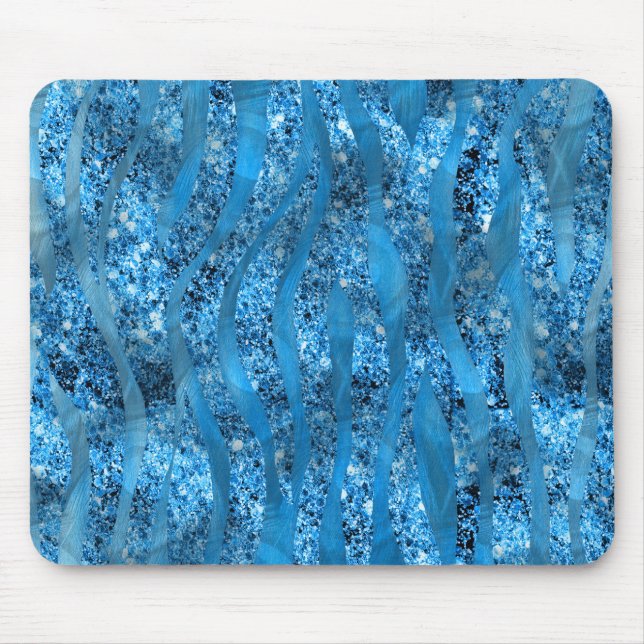 Tapis De Souris Glam Parties scintillant Blue Zebra Stripes Mousep (Devant)