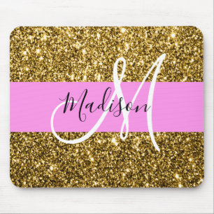 Tapis De Souris Glam Pink and Gold Parties scintillant Sparkings N