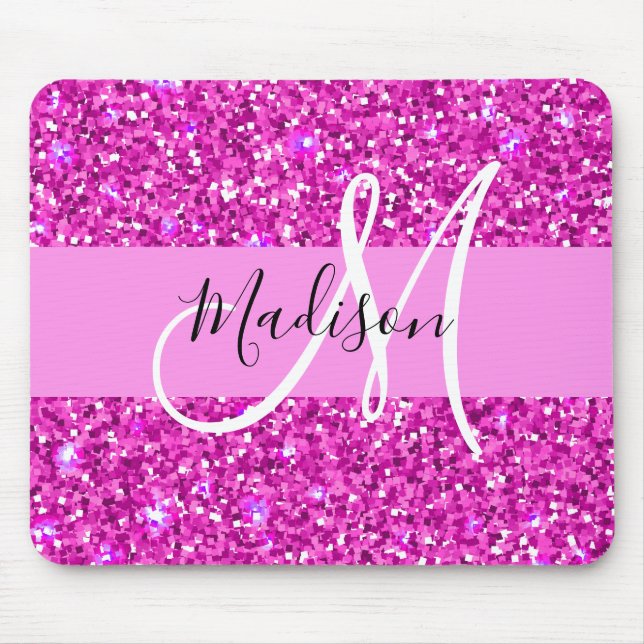 Tapis De Souris Glam Pink & Magenta Parties scintillant Étincelle  (Devant)