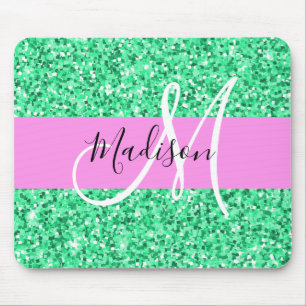 Tapis De Souris Glam rose et Parties scintillant verte éclaboussen