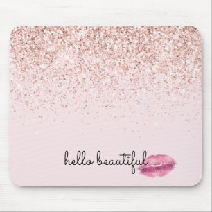 Tapis De Souris Glam Rose Kiss Lips Blush Parties scintillant