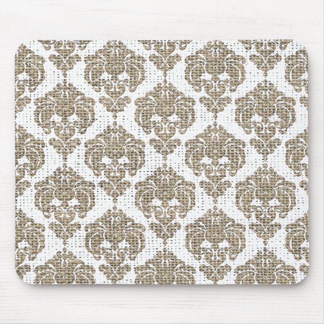 Tapis De Souris Glamour rustique toile de jute damassé royal chic  (Devant)