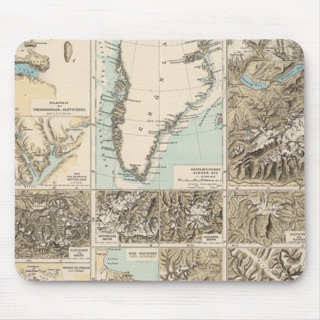 Tapis De Souris Gletscherkarte - Carte de l'Atlas des glaciers (Devant)