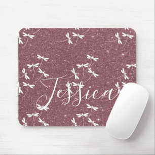 Tapis De Souris Glitter and dragonflies personalized