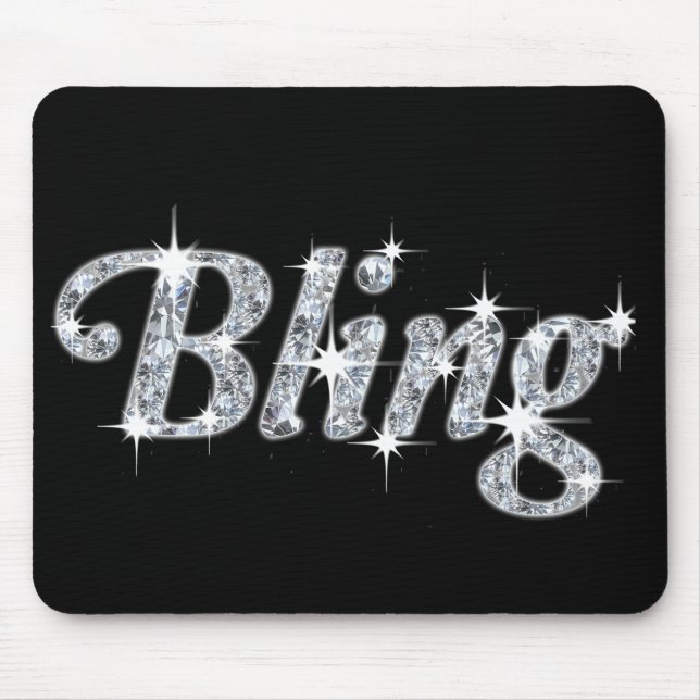 Tapis De Souris Glitz & Glam Faux Diamond Bling Design Noir (Devant)