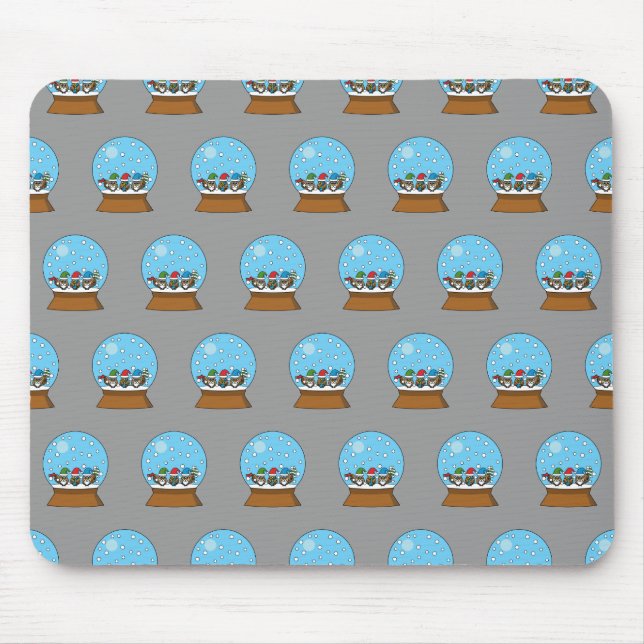 Tapis De Souris Globe des neiges avec trois Chouettes Gnomes (Devant)