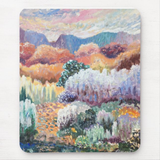 Tapis De Souris Gloire du désert - Peinture paysagère Cool et colo (Devant)