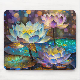 Tapis De Souris Glowing Lotus Flowers Trio