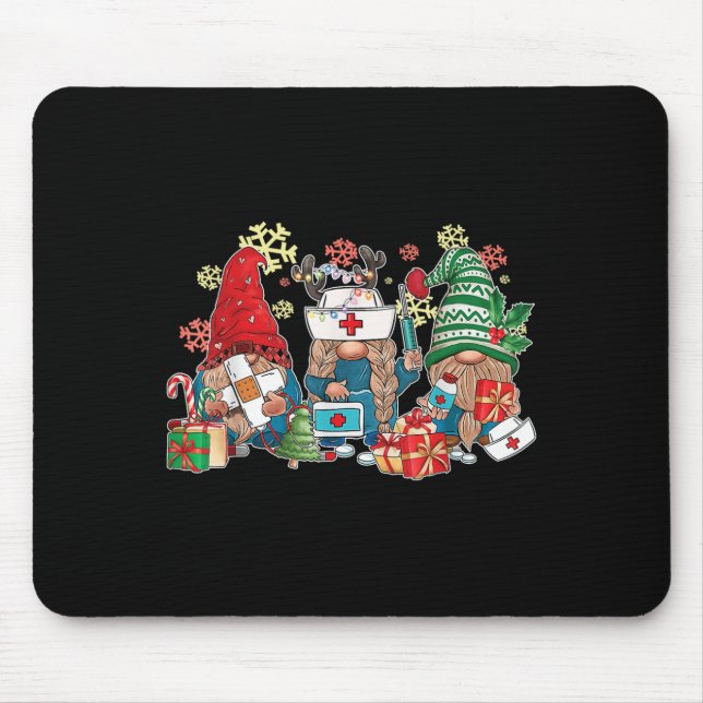 Tapis De Souris Gnome Christmas Nurse Men Women Xmas Santa  (Devant)