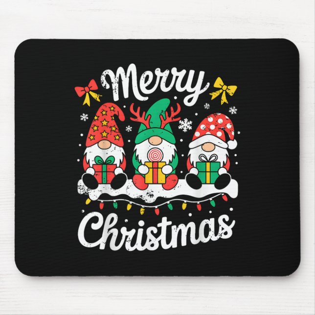 Tapis De Souris Gnomes Xmas Drôle Joyeux Escouade De Noël Pour Hom (Devant)