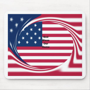 Tapis De Souris God Bless Our Home : USA Flag Swirl Art