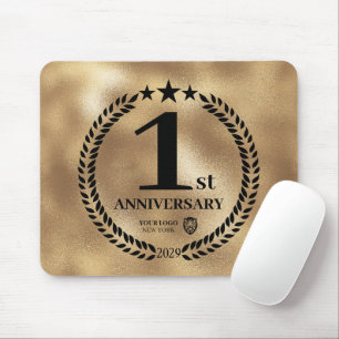 Tapis De Souris Gold 1er anniversaire logo d'entreprise commémorat