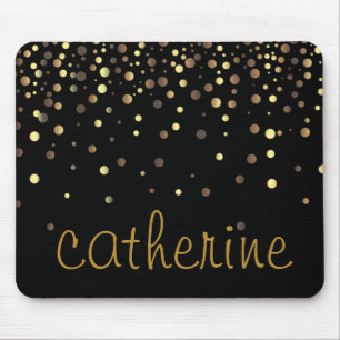 Tapis De Souris Gold Confetti Parties scintillant Faux noir Glitte