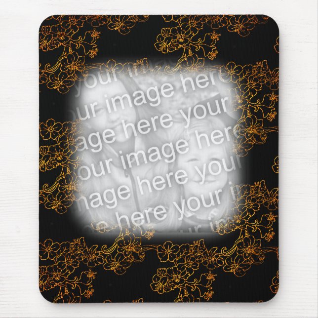 Tapis De Souris Gold Floral Art Votre cadre photo (Devant)