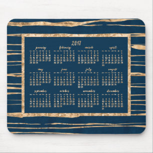 Tapis De Souris Gold Foil Blue Calendrier annuel 2017 Mouse Pads