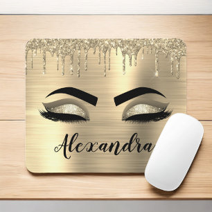 Tapis De Souris Gold Glitter Sparkle Eyelashes Monogram