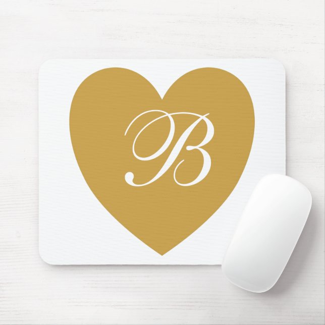 Tapis De Souris Gold Heart Monogram Mousepad (Avec souris)