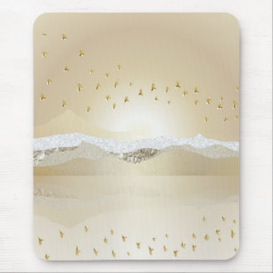 Tapis De Souris Gold hiver Sunset Mountain Réflexion dans l'eau