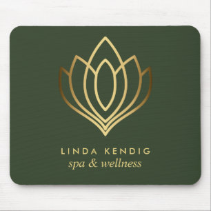 Tapis De Souris Gold lotus logo Green   Personalized add your name