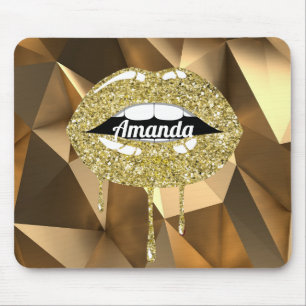 Tapis De Souris Gold Luxury Beauté Parties scintillant Lèvres à go