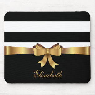 Tapis De Souris Gold personnalisé, Black Bold Stripes Golden BOW