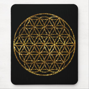 Tapis De Souris Gold Sparkling Flower of Life scared geometry