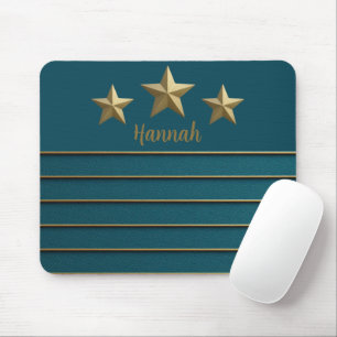 Tapis De Souris Gold Star sur Turquoise