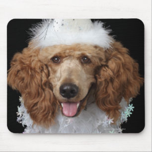 Tapis De Souris Golden Poodle Dog en costume de clown blanc