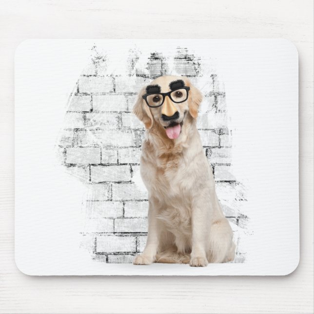 Tapis De Souris Golden Retriever avec masque amusant (Devant)