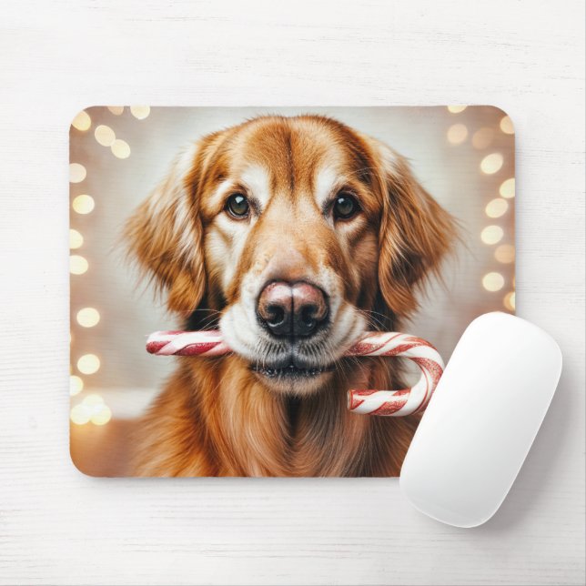 Tapis De Souris Golden Retriever avec un Sucre de canne (Avec souris)