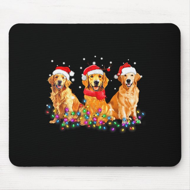 Tapis De Souris Golden Retriever Dog Christmas Lights Cute Matchin (Devant)