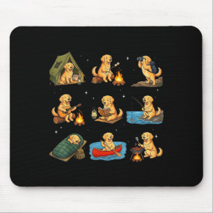 Tapis De Souris Golden retriever en camping chien mignon randonneu