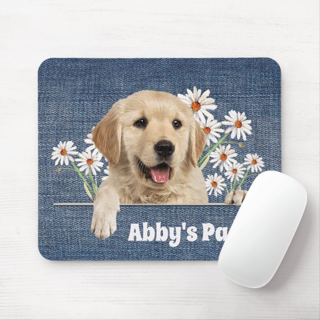 Tapis De Souris Golden Retriever et Daisies (Avec souris)