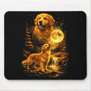Tapis De Souris Golden Retriever Nuit au Clair de Lune Art Chien H