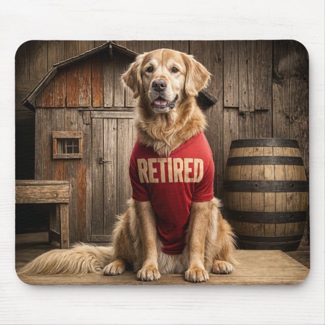 Tapis De Souris Golden Retriever portant une chemise rouge retrait (Devant)