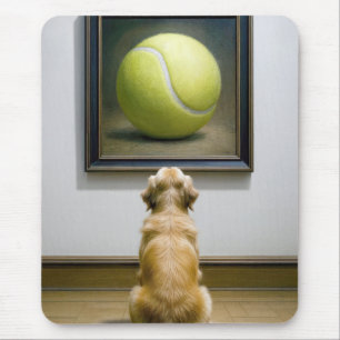 Tapis De Souris Golden Retriever Stars at Tennis Ball Art Piece