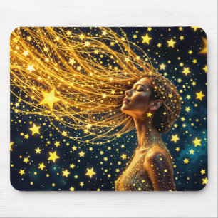 Tapis De Souris Golden stardust mode beauté fille ciel brillant