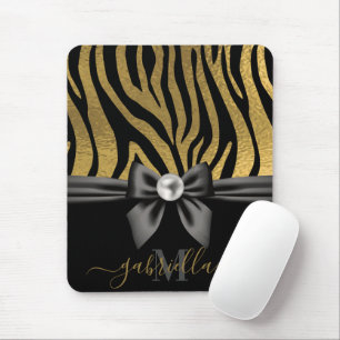 Tapis De Souris Golden Zebra Print et Bow