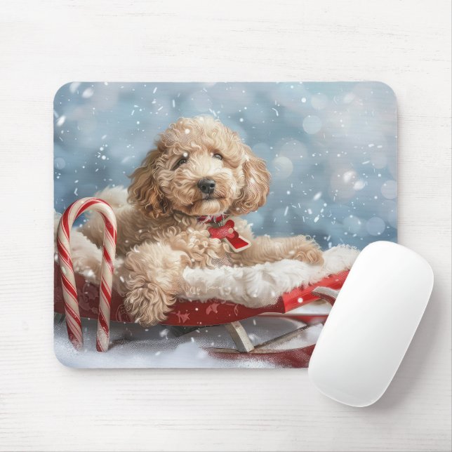 Tapis De Souris Goldendoodle Chien Festif de Noël (Avec souris)