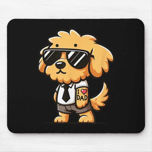 Tapis De Souris Goldendoodle I Love Papa Funny Chien Tattoo (Devant)