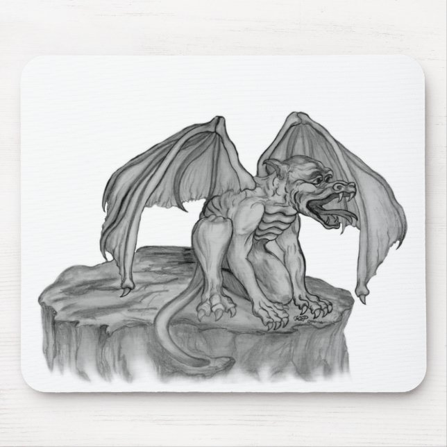 Tapis De Souris GOLEM - Gargoyle noir et blanc (Devant)