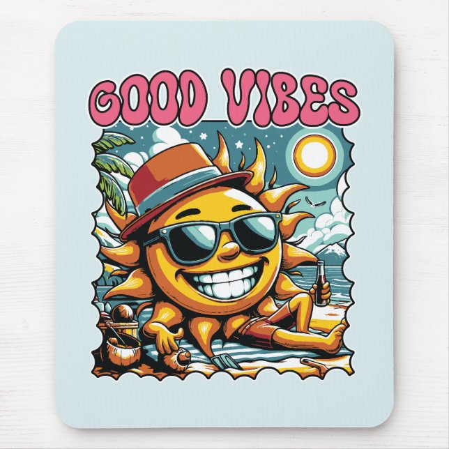 Tapis De Souris Good Vibes - Sunshine - Été rétro (Devant)