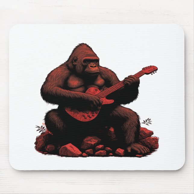 Tapis De Souris Gorille Jouant À La Guitare (Devant)